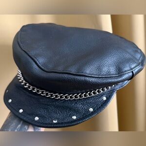 Authentic Leather Biker Cap